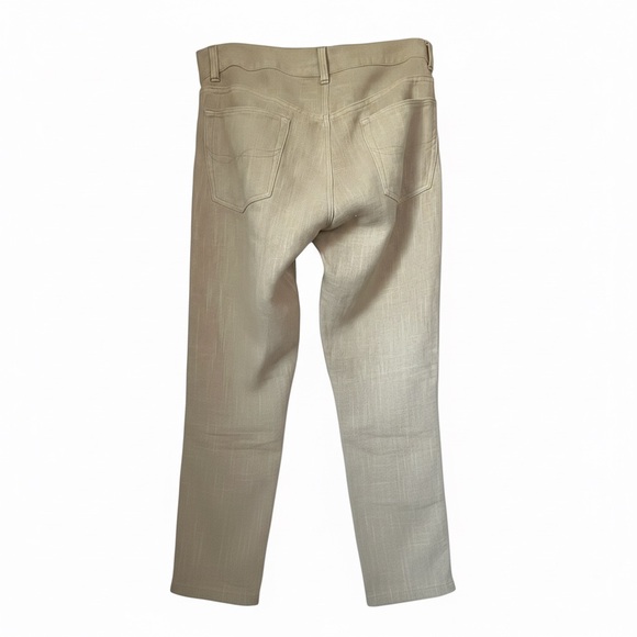 Ralph Lauren Cream, 100% Linen Pants with Leather Brown Accents - Picture 9 of 10